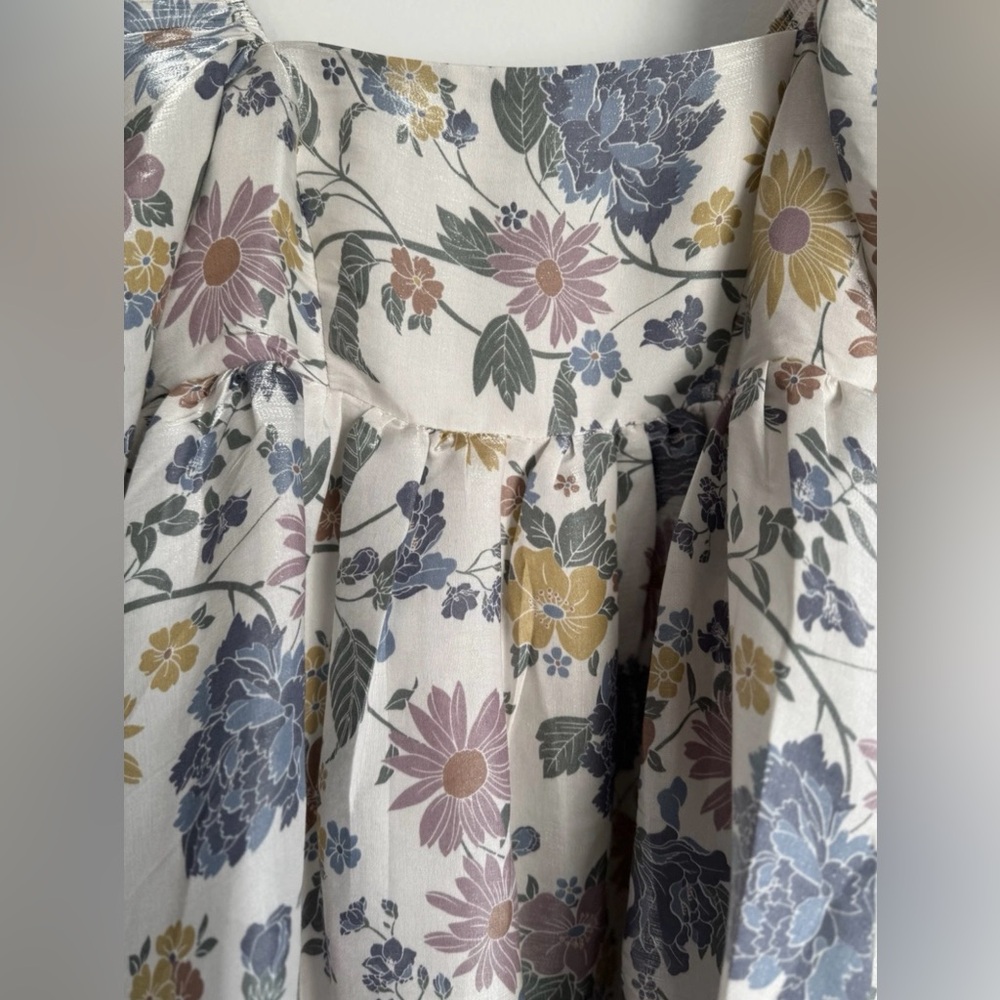 Storia Floral Puff Sleeve Mini Dress - Multicolor - Picture 11 of 11